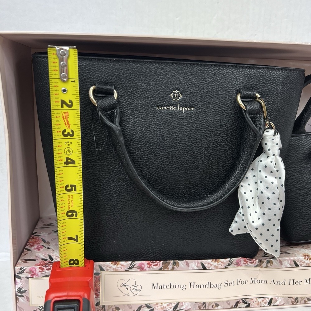 Nanette Lepore Mom & Mini Matching Handbag Set Black Tote & Mini Purse NWT - Picture 6 of 12
